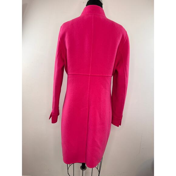 Linda Allard Ellen Tracy Bright Pink Walker Coat Wool Casual Mock Neck Size 10 - Picture 6 of 7